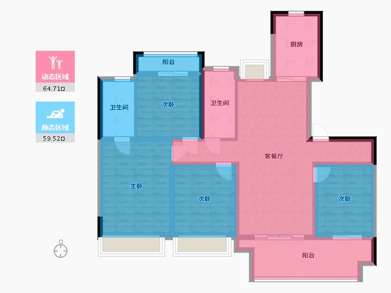 江苏省-南通市-金砖公寓-125.00-户型库-动静分区