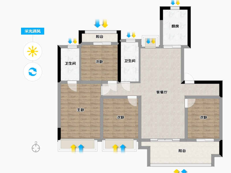 江苏省-南通市-金砖公寓-125.00-户型库-采光通风