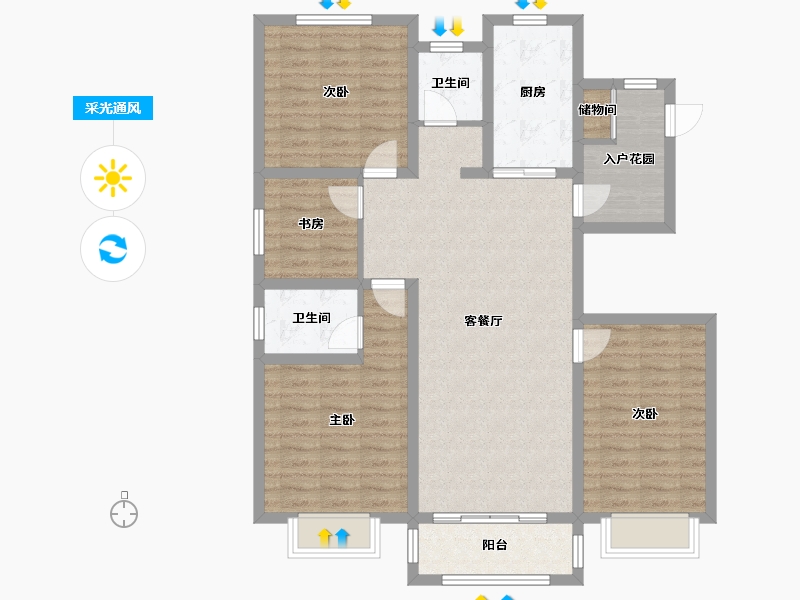 山东省-泰安市-中央公园-140.00-户型库-采光通风