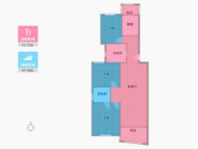 上海-上海市-政通新苑小区-110.00-户型库-动静分区