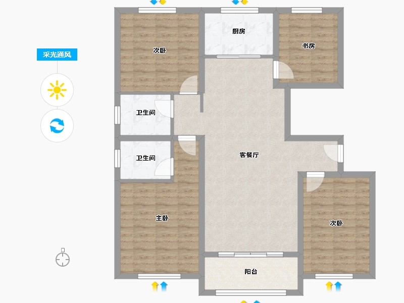 河南省-濮阳市-百合清华园-106.00-户型库-采光通风