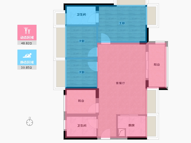 广东省-佛山市-乐平碧桂园四季峰景-95.00-户型库-动静分区