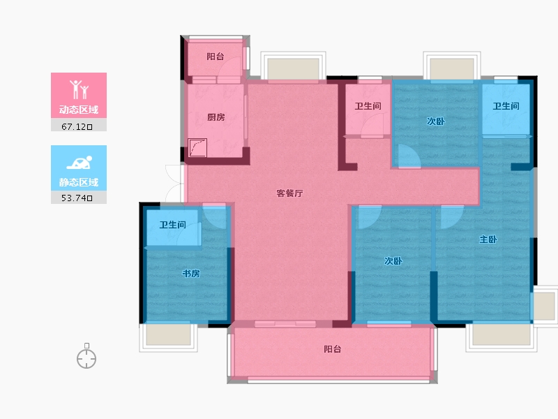 湖北省-宜昌市-都市华府-113.00-户型库-动静分区