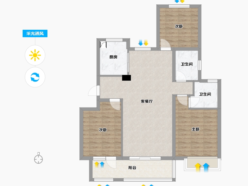 山东省-济宁市-祥生未来城-90.00-户型库-采光通风