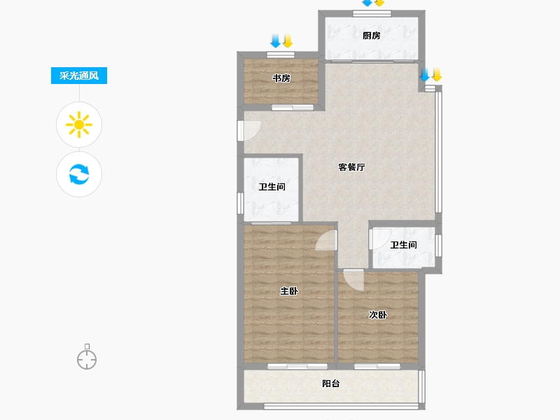 浙江省-温州市-光璟雅苑-93.00-户型库-采光通风