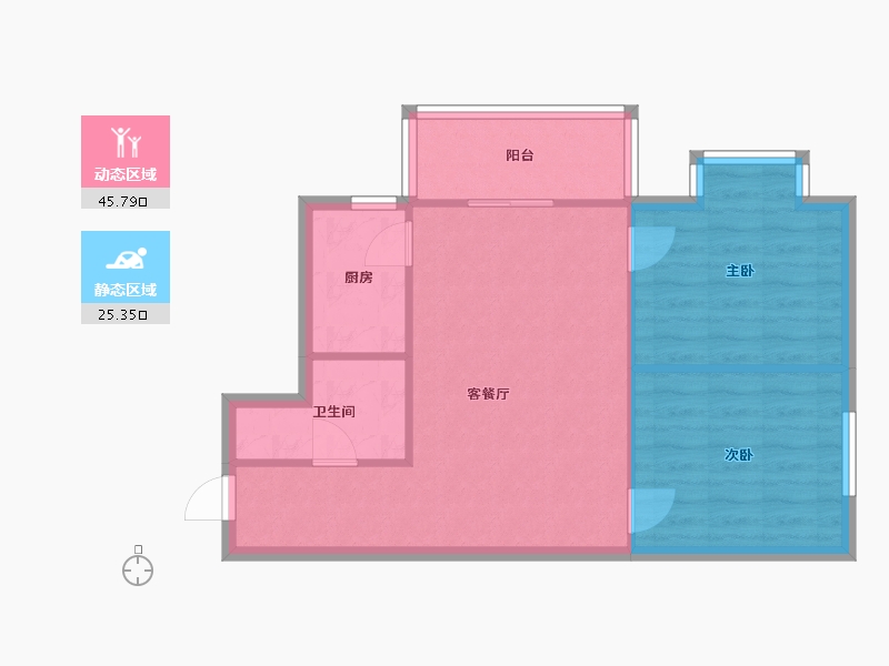 陕西省-西安市-宏府鹍翔九天-62.60-户型库-动静分区