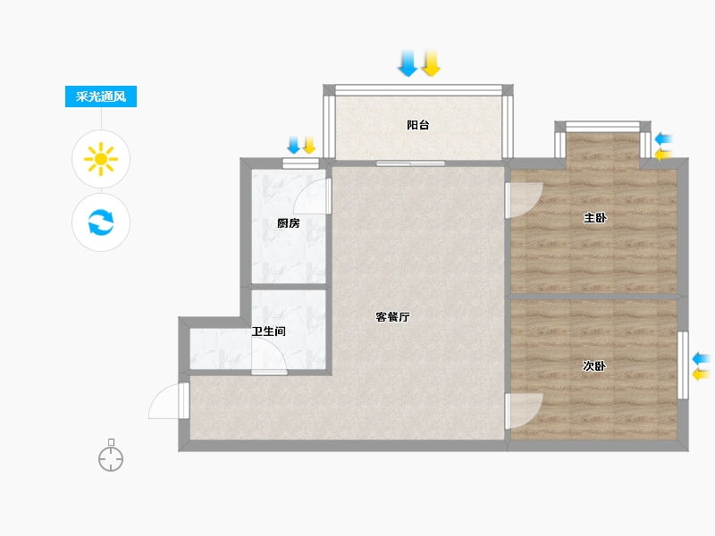 陕西省-西安市-宏府鹍翔九天-62.60-户型库-采光通风