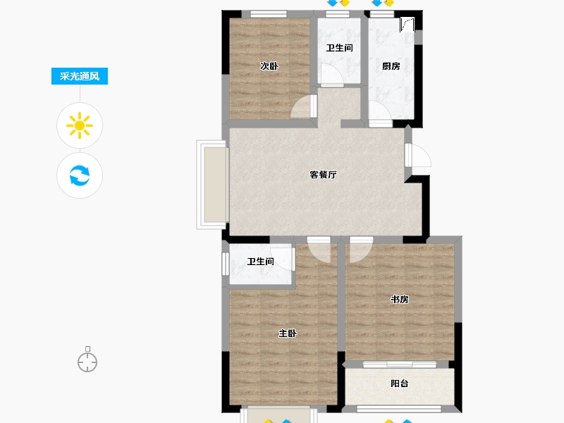 山东省-济南市-卓亚香格里-90.00-户型库-采光通风