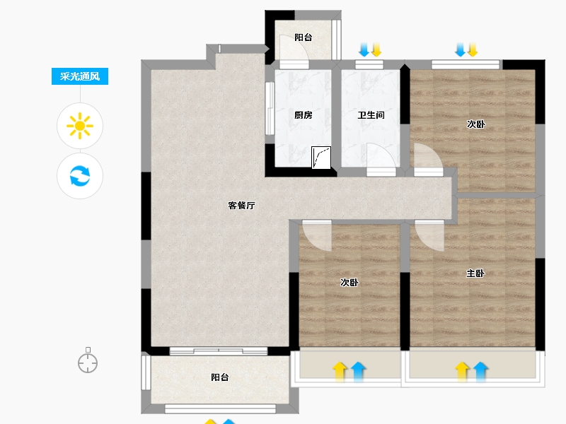 河南省-开封市-永旺城-80.00-户型库-采光通风