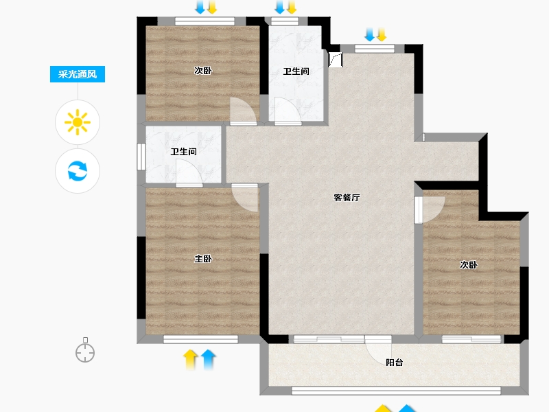 吉林省-吉林市-泽信江山府-93.00-户型库-采光通风