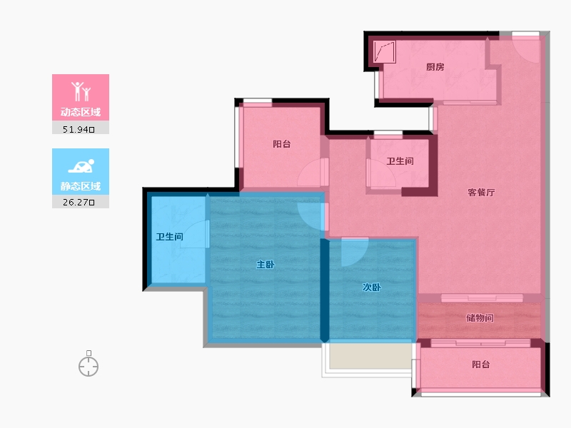 广东省-珠海市-四季峰景-70.00-户型库-动静分区