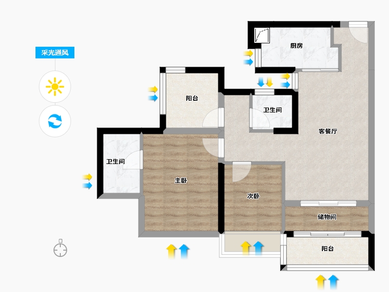 广东省-珠海市-四季峰景-70.00-户型库-采光通风