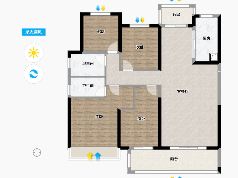 河南省-郑州市-保利文化广场2期-122.34-户型库-采光通风