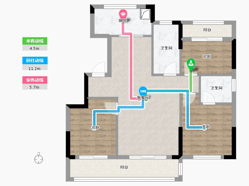 浙江省-宁波市-千竹府-90.00-户型库-动静线