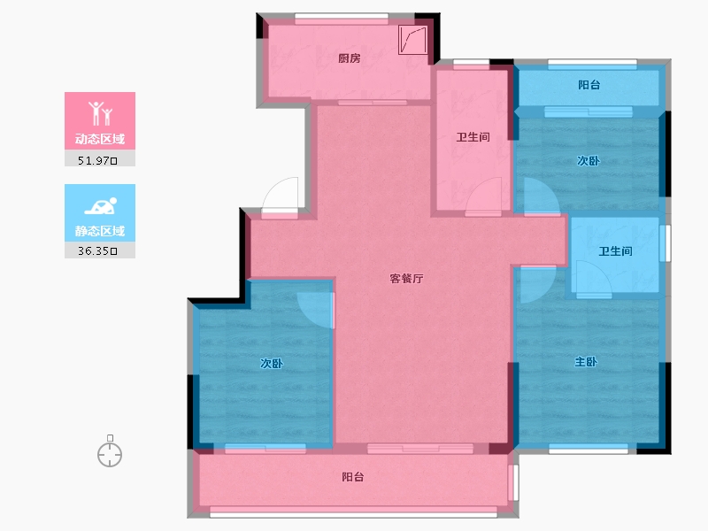 浙江省-宁波市-千竹府-90.00-户型库-动静分区