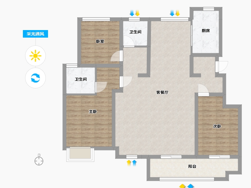 浙江省-嘉兴市-万科泊越湾项目生活区-120.00-户型库-采光通风