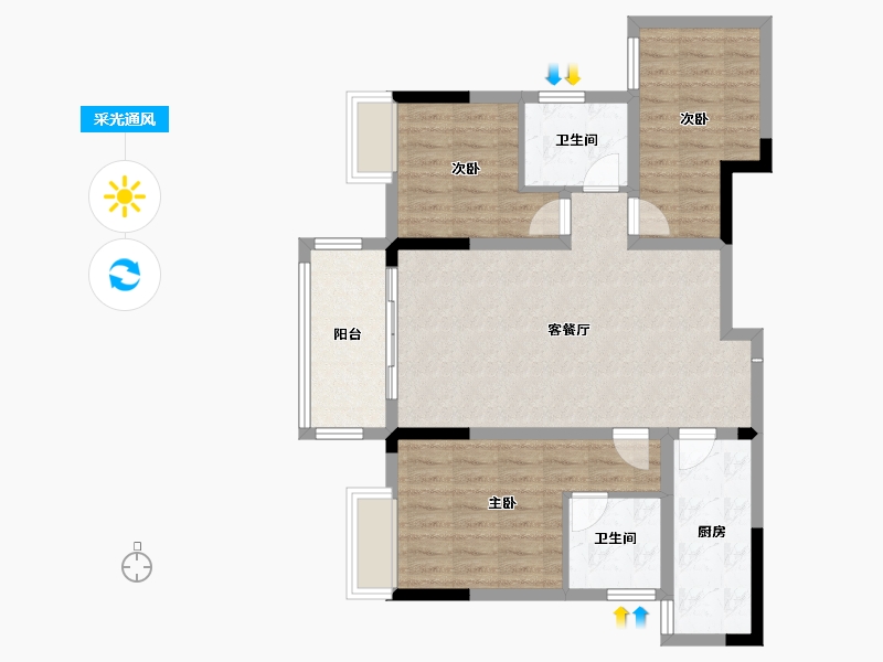 江西省-吉安市-创天河畔-85.00-户型库-采光通风