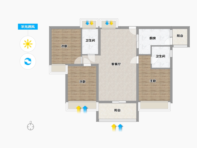 广东省-江门市-新会碧桂园大成-98.00-户型库-采光通风