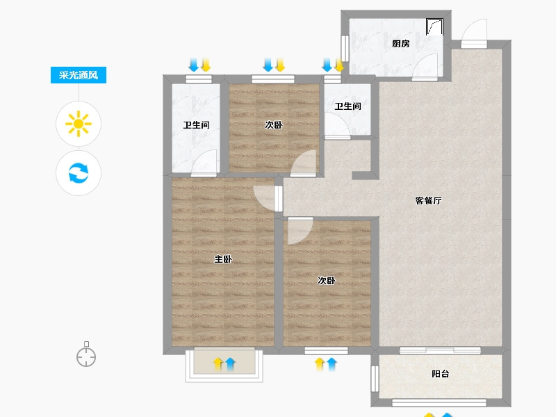 山东省-菏泽市-东亚国睿华庭-99.12-户型库-采光通风