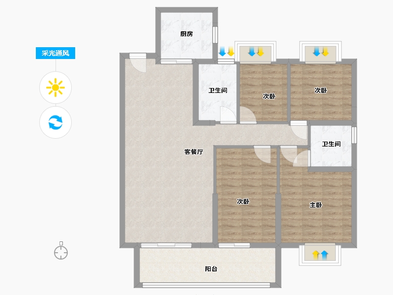 江苏省-盐城市-碧桂园凤凰城-108.00-户型库-采光通风