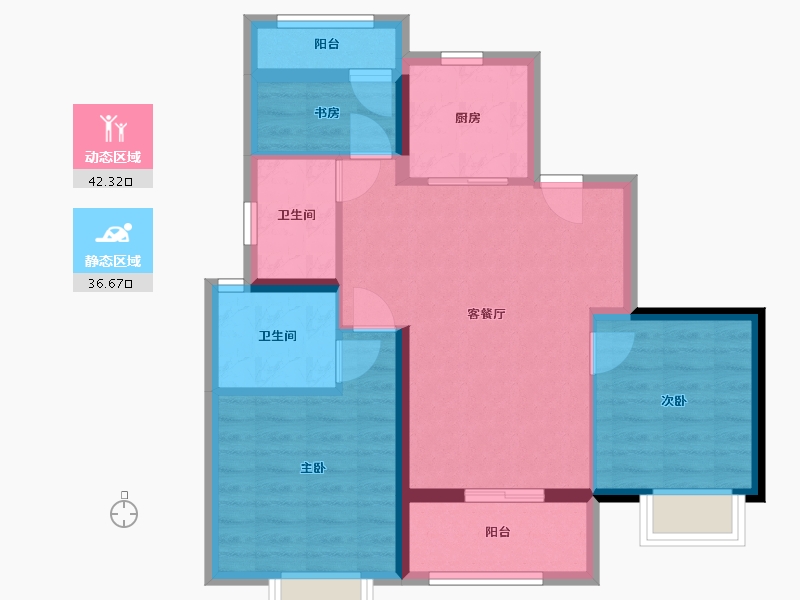 浙江省-台州市-碧桂园喜悦-70.00-户型库-动静分区