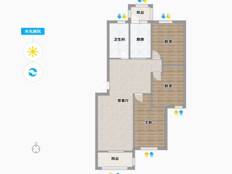 北京-北京市-樱花园-六区-90.00-户型库-采光通风