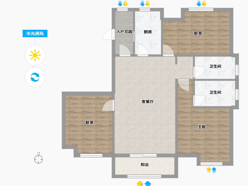 江苏省-苏州市-龙庭华府-105.00-户型库-采光通风