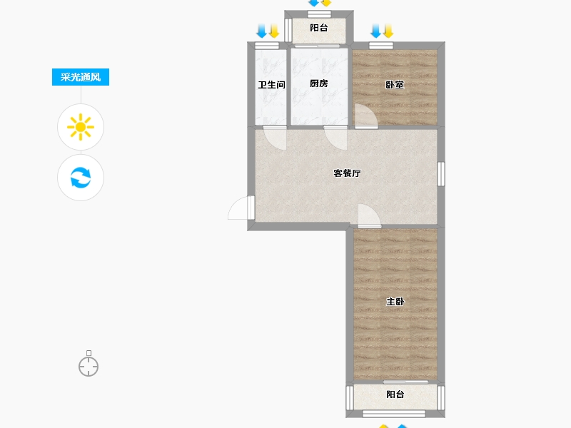 北京-北京市-西环里-59.20-户型库-采光通风