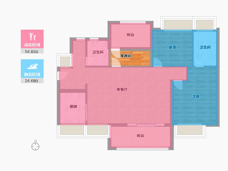 广东省-广州市-湾璟壹号-78.00-户型库-动静分区