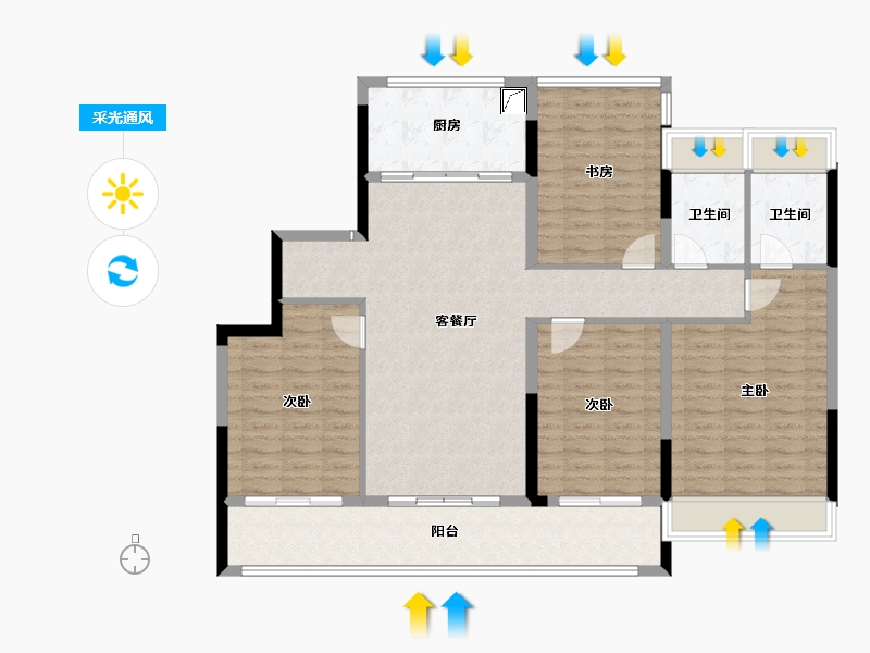 浙江省-温州市-国鸿锦悦府-128.00-户型库-采光通风