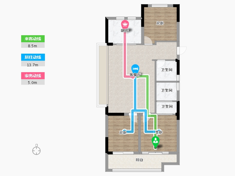 浙江省-绍兴市-文德华府-90.00-户型库-动静线