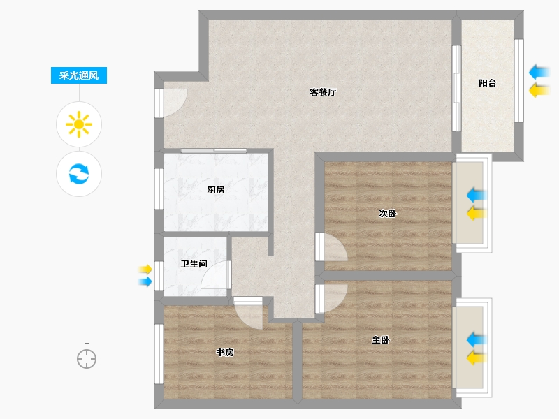 江苏省-无锡市-实地玫瑰庄园3期-80.00-户型库-采光通风