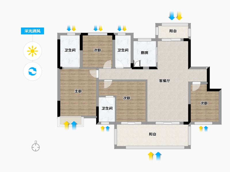 广西壮族自治区-桂林市-万达大都会-120.08-户型库-采光通风