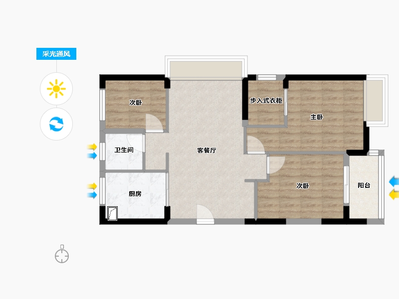 浙江省-嘉兴市-万城杭安府-70.00-户型库-采光通风