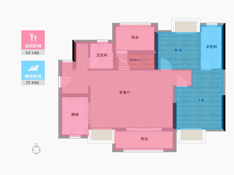 广东省-广州市-湾璟壹号-78.00-户型库-动静分区