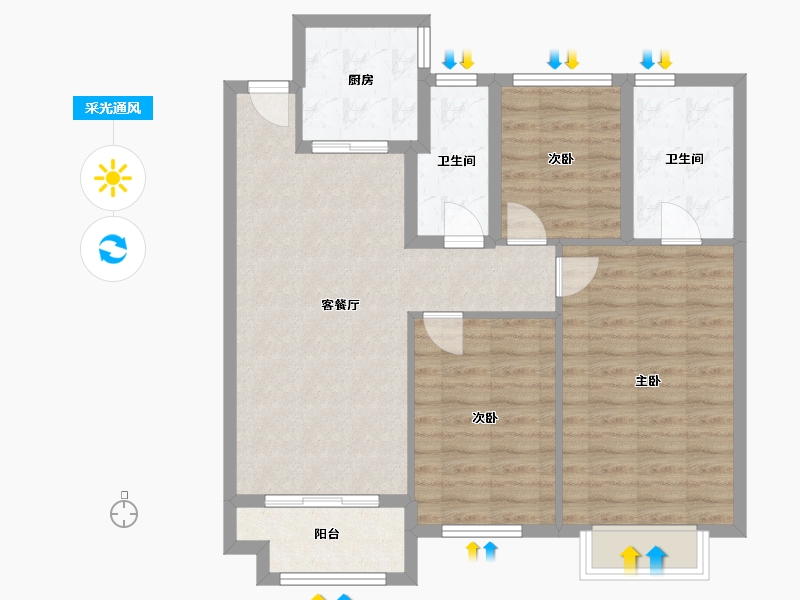 安徽省-池州市-伊美·城市首府-86.53-户型库-采光通风