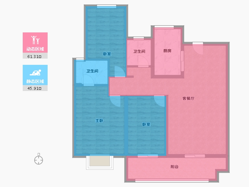 河南省-洛阳市-佳兆业水岸新都-95.89-户型库-动静分区