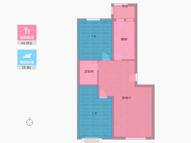 黑龙江省-哈尔滨市-恒大悦府-62.00-户型库-动静分区