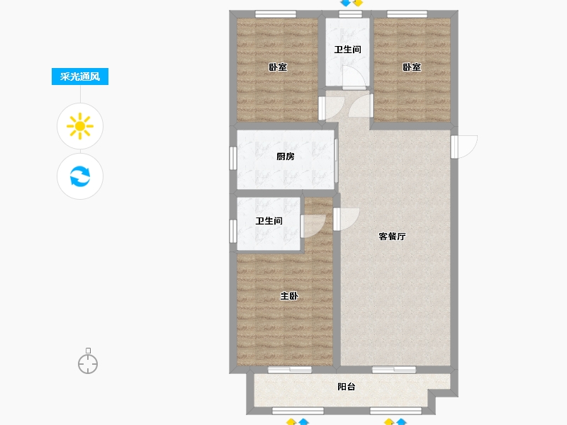 内蒙古自治区-包头市-中梁首府壹号院-91.00-户型库-采光通风