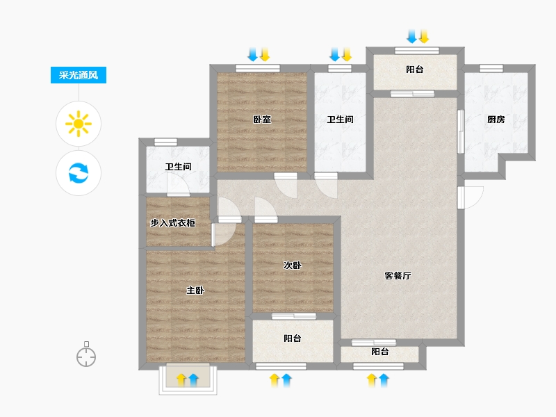 河南省-洛阳市-清庄社区-118.00-户型库-采光通风