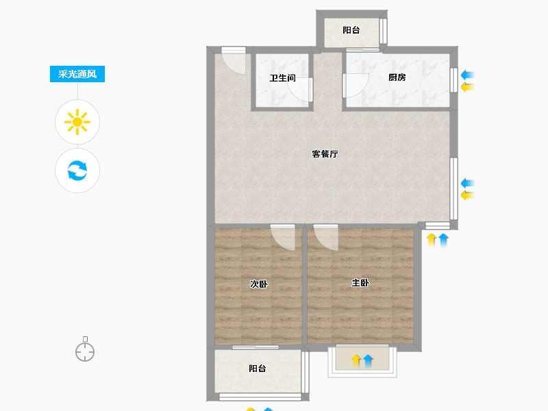 河南省-新乡市-进达花园-65.00-户型库-采光通风