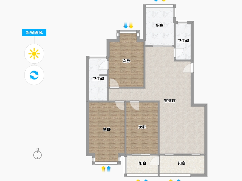 湖南省-长沙市-地质家园-一期-110.64-户型库-采光通风