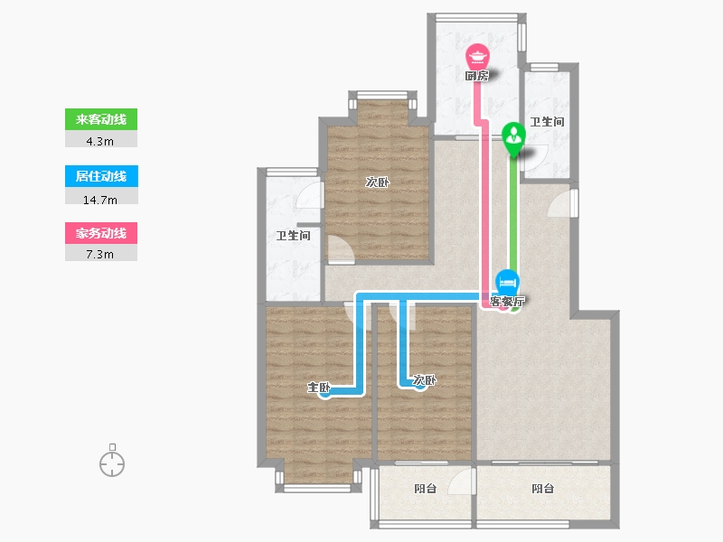 湖南省-长沙市-地质家园-一期-110.64-户型库-动静线