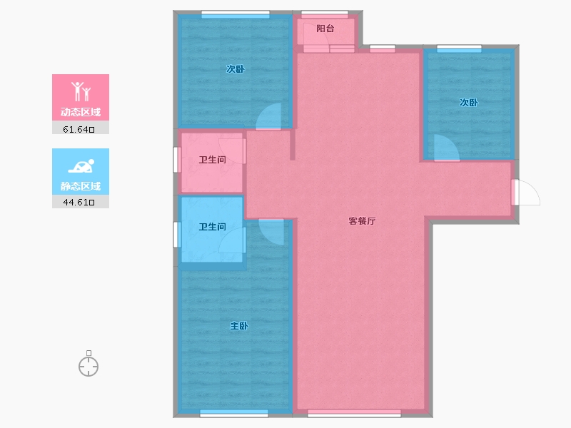 内蒙古自治区-鄂尔多斯市-文苑-107.97-户型库-动静分区