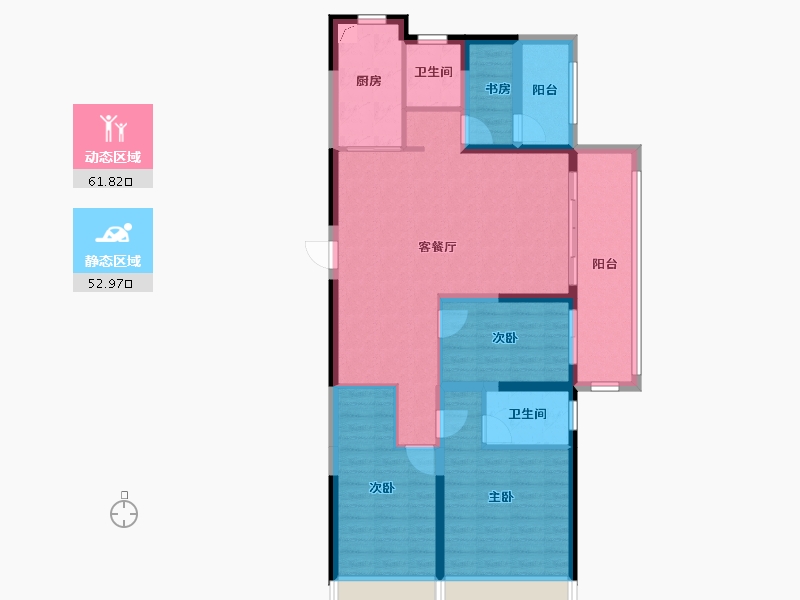 河南省-郑州市-碧桂园西湖-103.00-户型库-动静分区