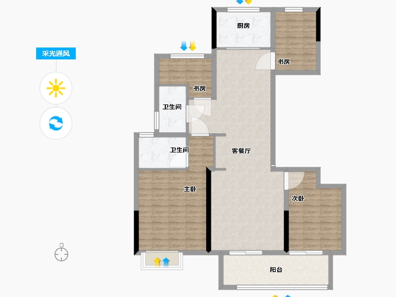 江苏省-盐城市-吾悦华府-117.30-户型库-采光通风