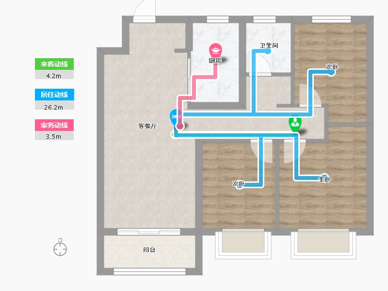 河北省-石家庄市-龙湖天璞-75.05-户型库-动静线