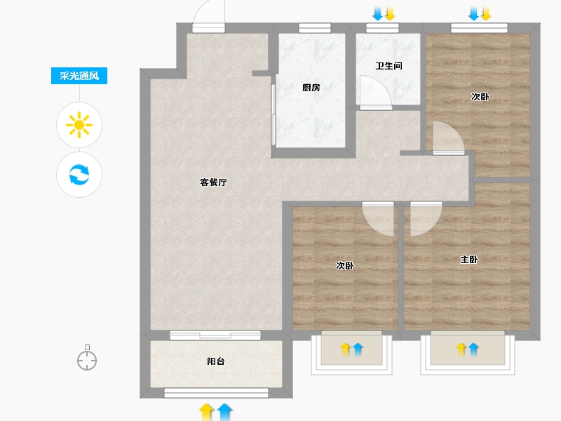 河北省-石家庄市-龙湖天璞-75.05-户型库-采光通风