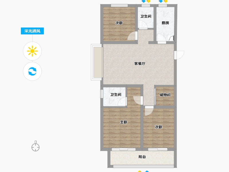 山东省-聊城市-桂馨苑-98.00-户型库-采光通风