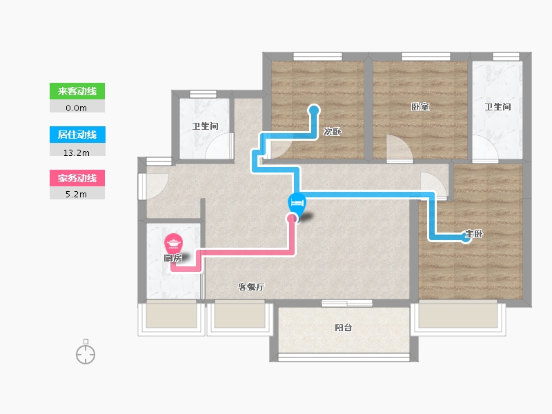 广东省-广州市-湾璟壹号-75.00-户型库-动静线